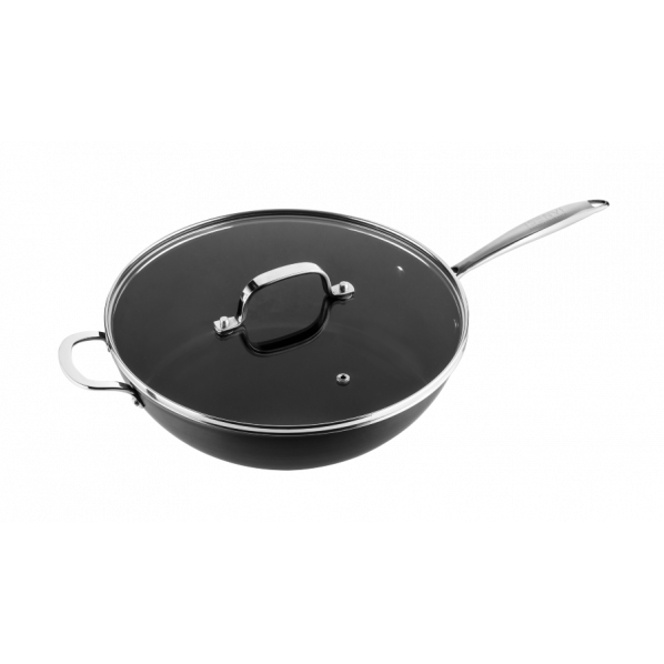 Raad Mentaliteit kwartaal Victoria Forged Keramische wok met deksel 32 CM | rvs greep | ISENVI | Dé  specialist in keramische pannen | Keramische pannen en pannensets